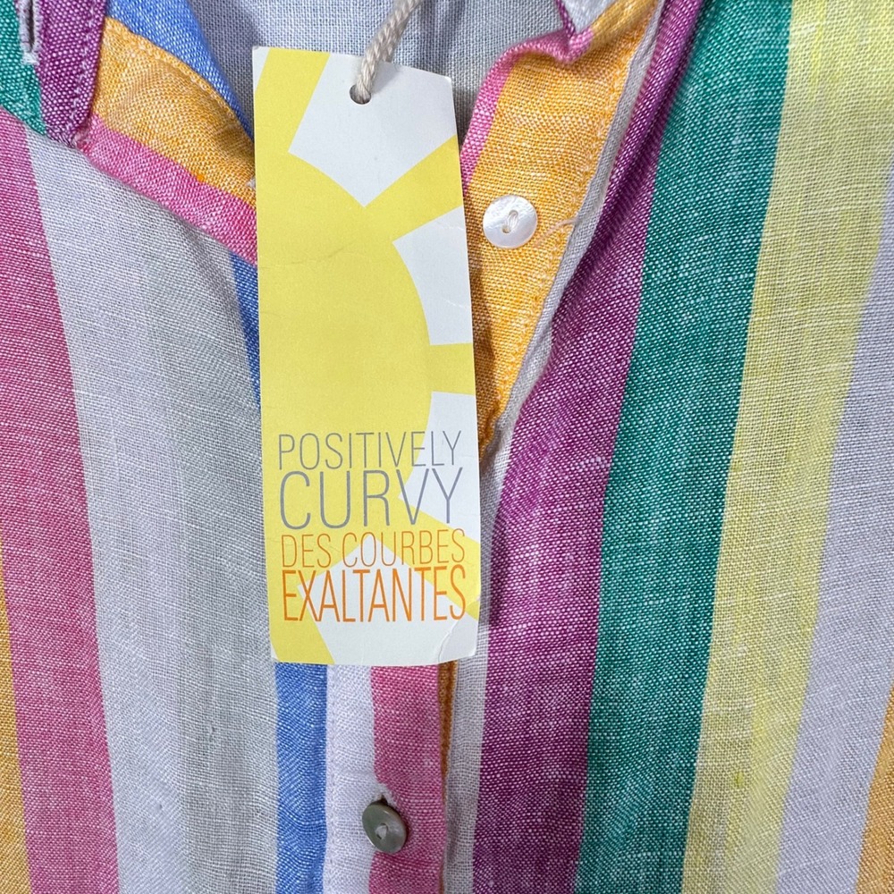 C&C California Womens 1X Linen Shirt Dress Sleeveless Multicolor Stripe NWT - Picture 8 of 16